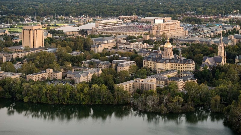aerial of the Notre Dame campus